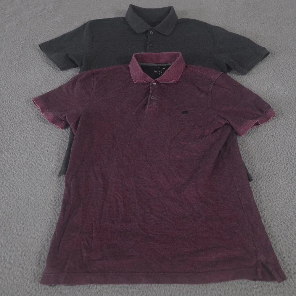 LOT OF 2 Banana Republic Polo Shirt Mens M Standard-Fit Monogram Birdseye Pique